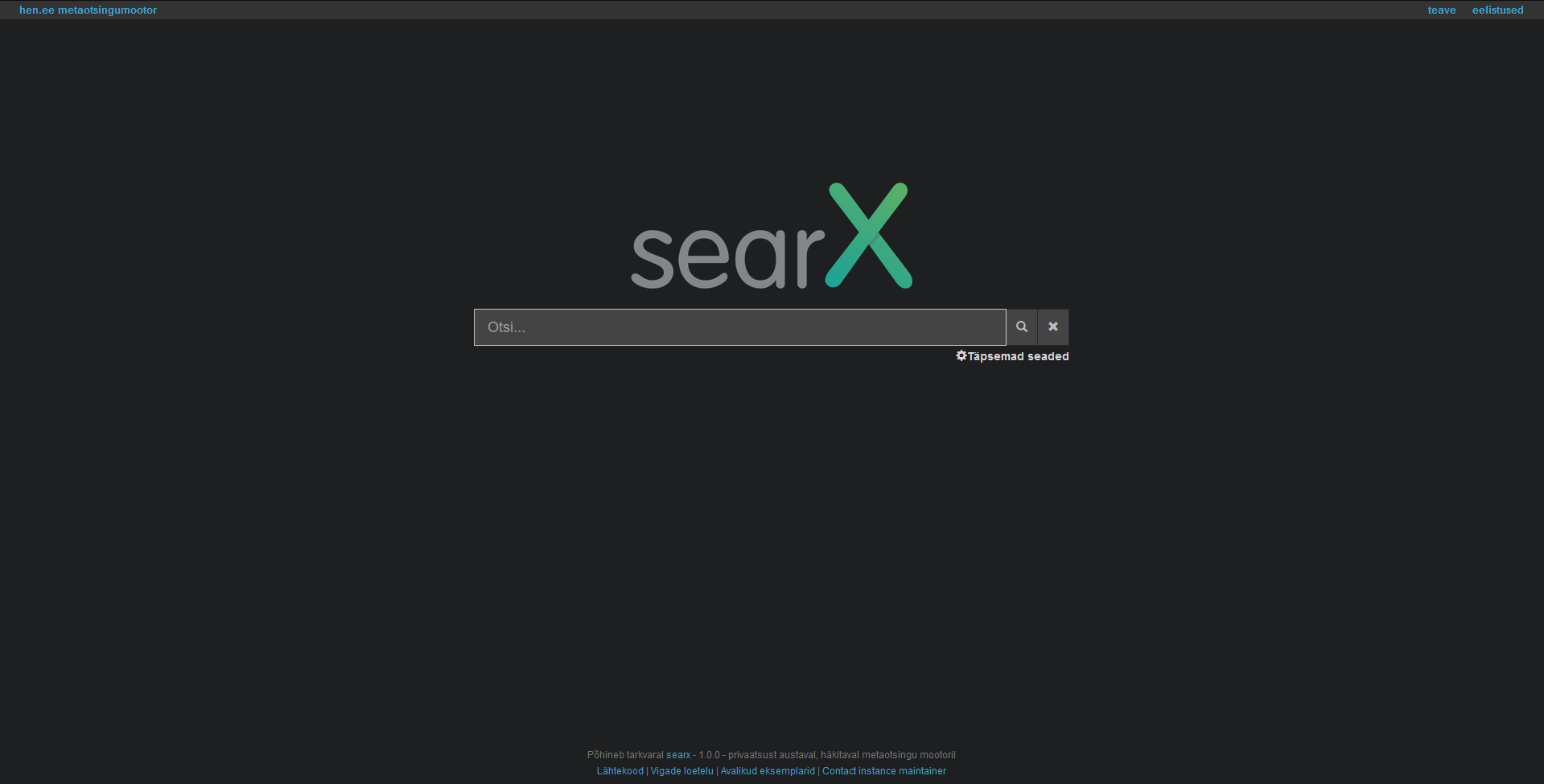 Picture of Searx's homepage